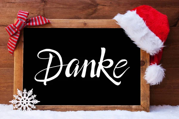 Kreidetafel Mit Deutscher Kalligrafie Bedeutet Danke Weihnachtsdekoration Wie Weihnachtsmütze Und — Stockfoto
