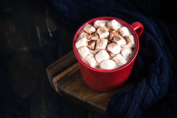 Varm Vinter Eller Höst Dryck Varm Choklad Eller Kakao Marshmallow — Stockfoto