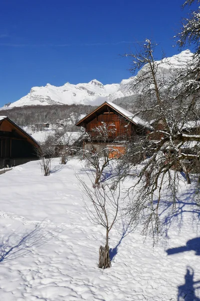 Vacances Pied Mont Blanc Hiver Dans Vallée Chamonix France — Photo