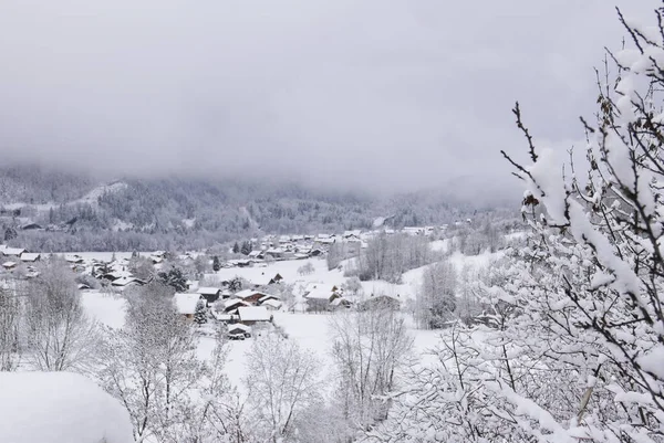 Отдых Подножия Горы Монблан Зимой Долине Шамони Франция — стоковое фото
