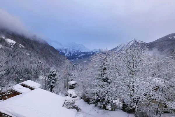 Vacaciones Pie Del Mont Blanc Invierno Valle Chamonix Francia — Foto de Stock