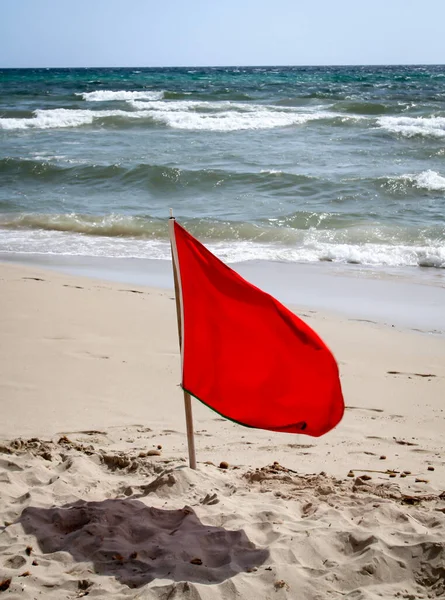 Bandiere Sulla Spiaggia Indicano Pericoli Come Meduse Sottocorrente Altri Pericoli — Foto Stock