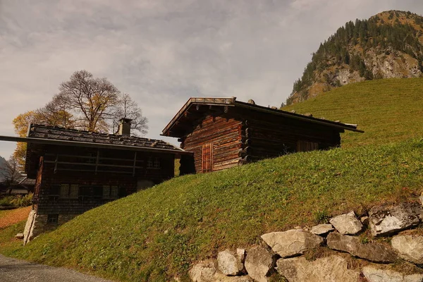 Cabina Storica Legno Gerstruben Nelle Montagne Vicino Oberstdorf — Foto Stock