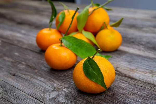 Ripe Tangerines Wooden Table — Stock Photo, Image