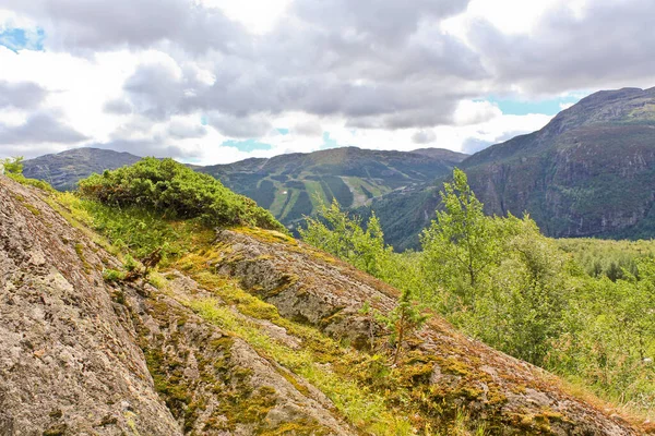 Látványos Táj Hegyek Völgyek Gyönyörű Hemsedal Buskerud Norvégia — Stock Fotó