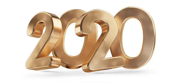Två Tusen Tjugo 2020 Gyllene Symbol Isolerad Vit Illustration — Stockfoto