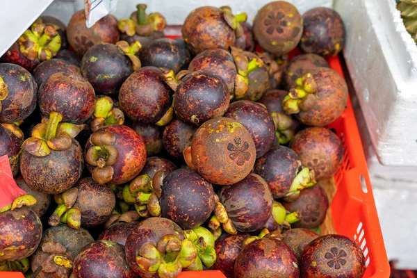 Fresh Mangosteen Fruits Market — Stock Photo, Image