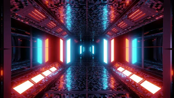 Rendering Einer Futuristischen Science Fiction Szene Mit Neonlicht Und Leuchtenden — Stockfoto