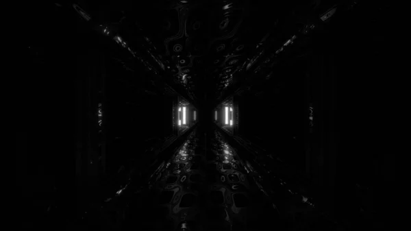 Futurista Scifi Espaço Hangar Túnel Corredor Ilustração Com Abstrato Olho — Fotografia de Stock