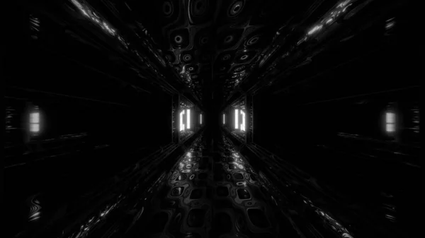 Futuriste Espace Scifi Hangar Tunnel Couloir Illustration Avec Fond Abstrait — Photo