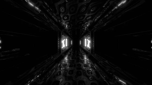 Futuristica Scifi Spazio Hangar Tunnel Corridoio Illustrazione Con Astratto Occhio — Foto Stock