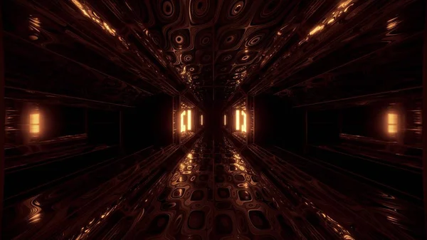 未来科幻空间机库走廊3D图解抽象眼部纹理背景墙纸 未来科幻空间机库3D渲染设计 — 图库照片