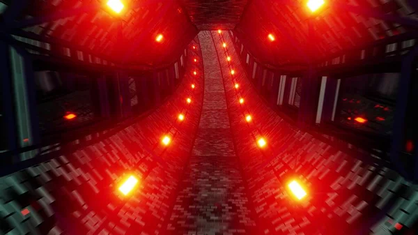 Fantaisie Donjon Tunnel Couloir Avec Briques Texture Fenêtres Verre Fond — Photo