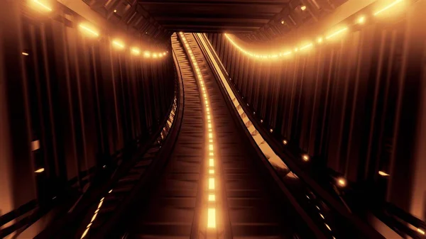 輝くファンタジートンネル廊下3Dイラストデザイン壁紙の背景 スタイリッシュな無限のデザイン3Dレンダリングルーム — ストック写真