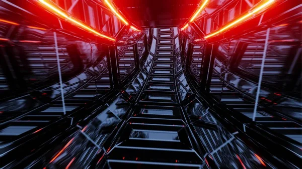 Futuristische Scifi Glazen Tunnel Corridor Illustratie Achtergrond Behang Moderne Sci — Stockfoto