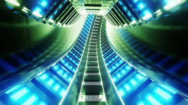Futuristico Scifi Treno Metropolitana Tunnel Corridoio Illustrazione Sfondo Carta Parati — Foto Stock