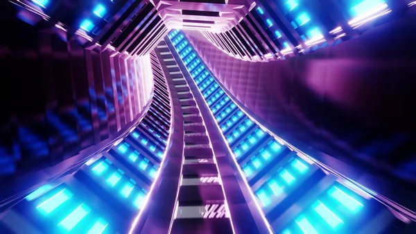 Futuristische Scifi Trein Metro Tunnel Corridor Illustratie Achtergrond Behang Toekomstige — Stockfoto