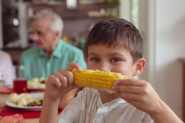 Father Son Eating Food Home — Stock Photo, Image