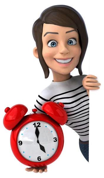 Fun Cartoon Character Clock Illustration — Stock Photo, Image