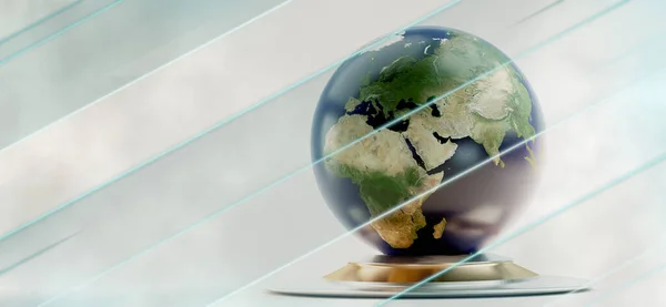 Globe Planeet Aarde Met Diagonaal Creatief Patroon Neon Gestreepte Illustratie — Stockfoto