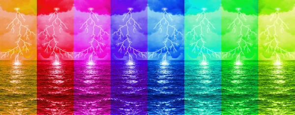 Thunderstorm Lightning Strikes Water Surface — Stock Photo, Image