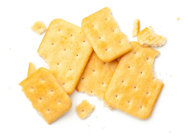 Galletas Saladas Aisladas Sobre Fondo Blanco —  Fotos de Stock