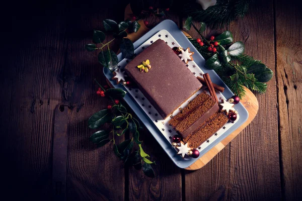 Chocolate Cake Nuts Fir Tree — Stock Photo, Image