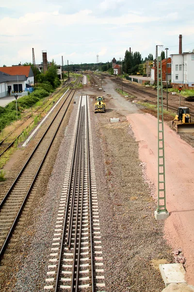 Demiryolunun Inşaat Alanındaki Detayların Görüntüsü — Stok fotoğraf