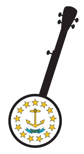 Typowy Pięciostrunowy Banjo Sylwetce Białym Tle Woth Ikona Stanu Flaga — Zdjęcie stockowe
