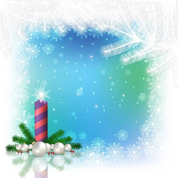 Αφηρημένο Σκούρο Μπλε Φόντο Χριστουγεννιάτικο Δέντρο Διακοσμήσεις Και Νιφάδες Χιονιού — Φωτογραφία Αρχείου