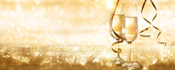 Cheers Sparkling Golden New Year Abstract Golden Background Concept Champagne — Stock fotografie