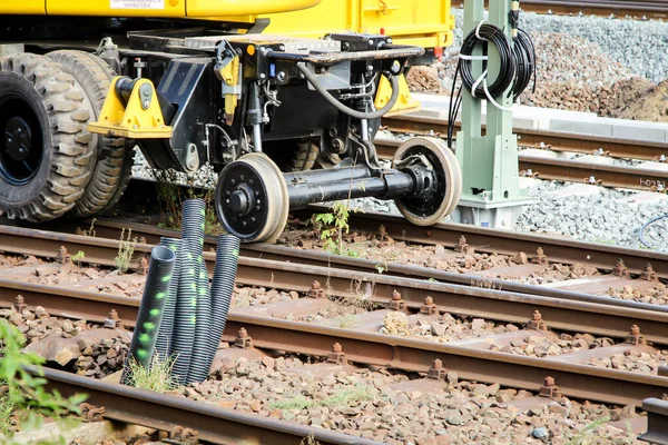 Vista Detalhes Sobre Canteiro Obras Ferrovia — Fotografia de Stock