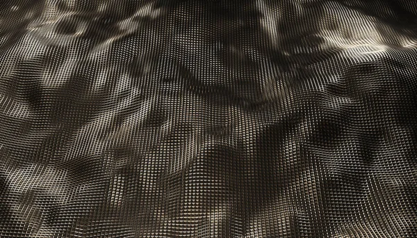 Εικόνα Καθιστούν Γεωμετρικά Αφηρημένα Κύματα Χρυσό Μεταλλικό Πλέγμα Μαύρο Φόντο — Φωτογραφία Αρχείου