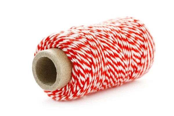 Red Rope Geïsoleerd Witte Achtergrond — Stockfoto