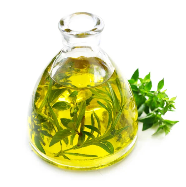 Olive Oil Glass Jar Isolated White Background — Stock Photo, Image