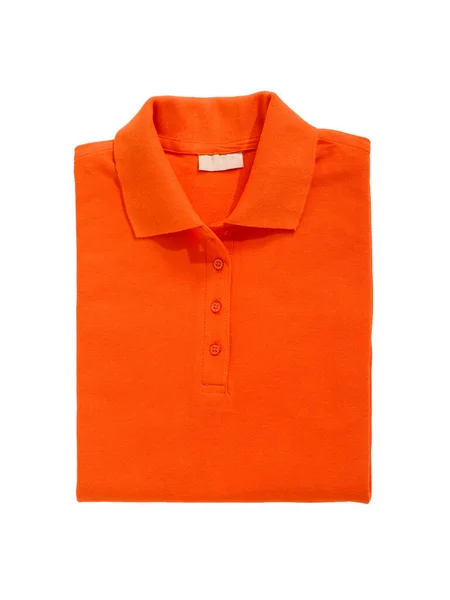 Gevouwen Shirt Oranje Rood Geïsoleerd Witte Achtergrond — Stockfoto