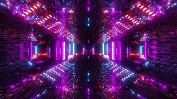 Couloir Tunnel Sci Lumineux Avec Texture Abstraite Des Yeux Fond — Photo