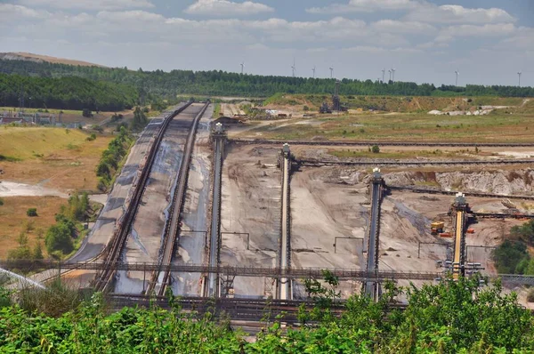 Uhelný Důl Staveniště Průmyslové Zázemí — Stock fotografie