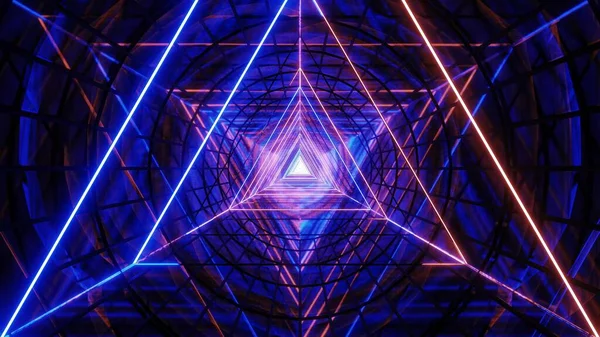 Abstrait Glowig Wireframe Triangle Design Avec Fond Abstrait Sombre Illustration — Photo