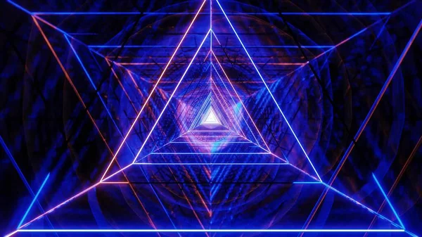 Abstraktní Svítící Drátový Trojúhelník Design Tmavým Abstraktním Pozadím Ilustrační Tapeta — Stock fotografie