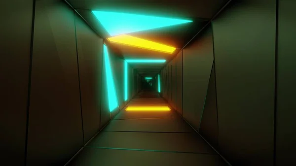 Son Derece Soyut Tasarım Tünel Koridoru Parlayan Işık Desenleri Boyutlu — Stok fotoğraf
