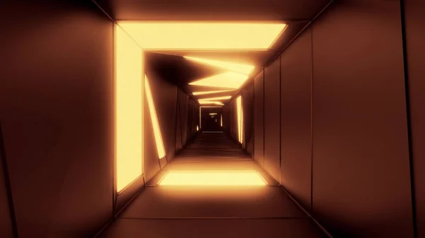光のパターンが輝く抽象的なデザインのトンネル回廊3Dイラスト壁紙の背景 無限の視覚トンネル3Dレンダリングアート — ストック写真