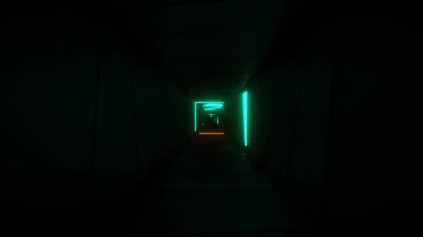 Hochgradig Abstraktes Design Tunnelkorridor Mit Leuchtenden Lichtmustern Illustration Hintergrund Emndless — Stockfoto