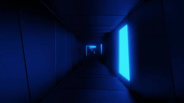 Highly Abstract Design Tunnel Corridor Glowing Light Patterns Illustration Wallpaper — Stock Photo, Image