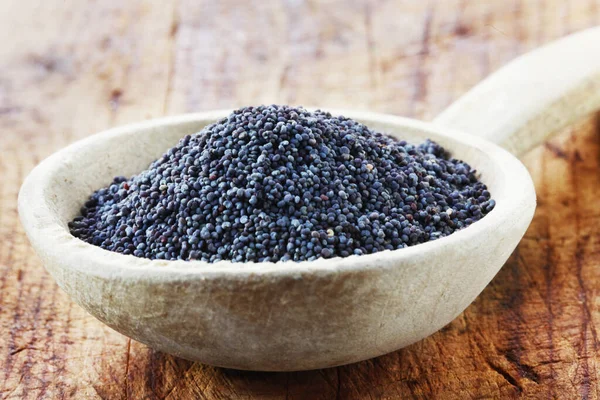 Black Sesame Seeds Wooden Bowl — Stock Photo, Image