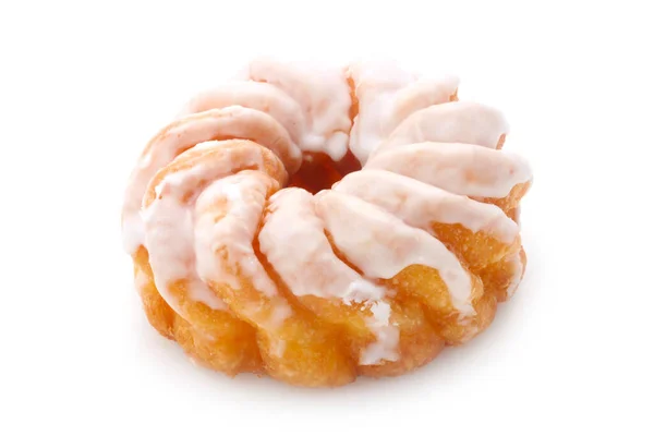 Donut Met Karamelsaus Geïsoleerd Witte Achtergrond — Stockfoto