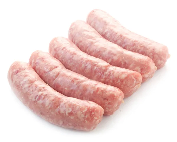 Rohe Schweinewurst Isoliert Auf Weißem Hintergrund — Stockfoto