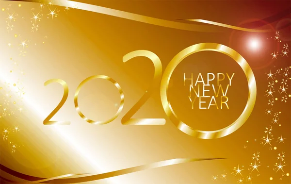Šťastný Nový Rok 2020 Elegantní Zlatý Text Světlem Minimalistická Šablona — Stock fotografie