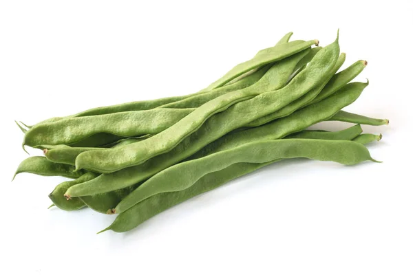 Haricots Verts Frais Isolés Sur Fond Blanc — Photo