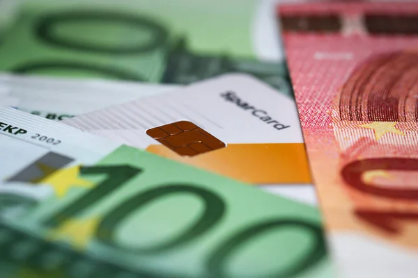 Diverse Migliaia Euro Banconote Banconote Impacchettate Una Pila — Foto Stock